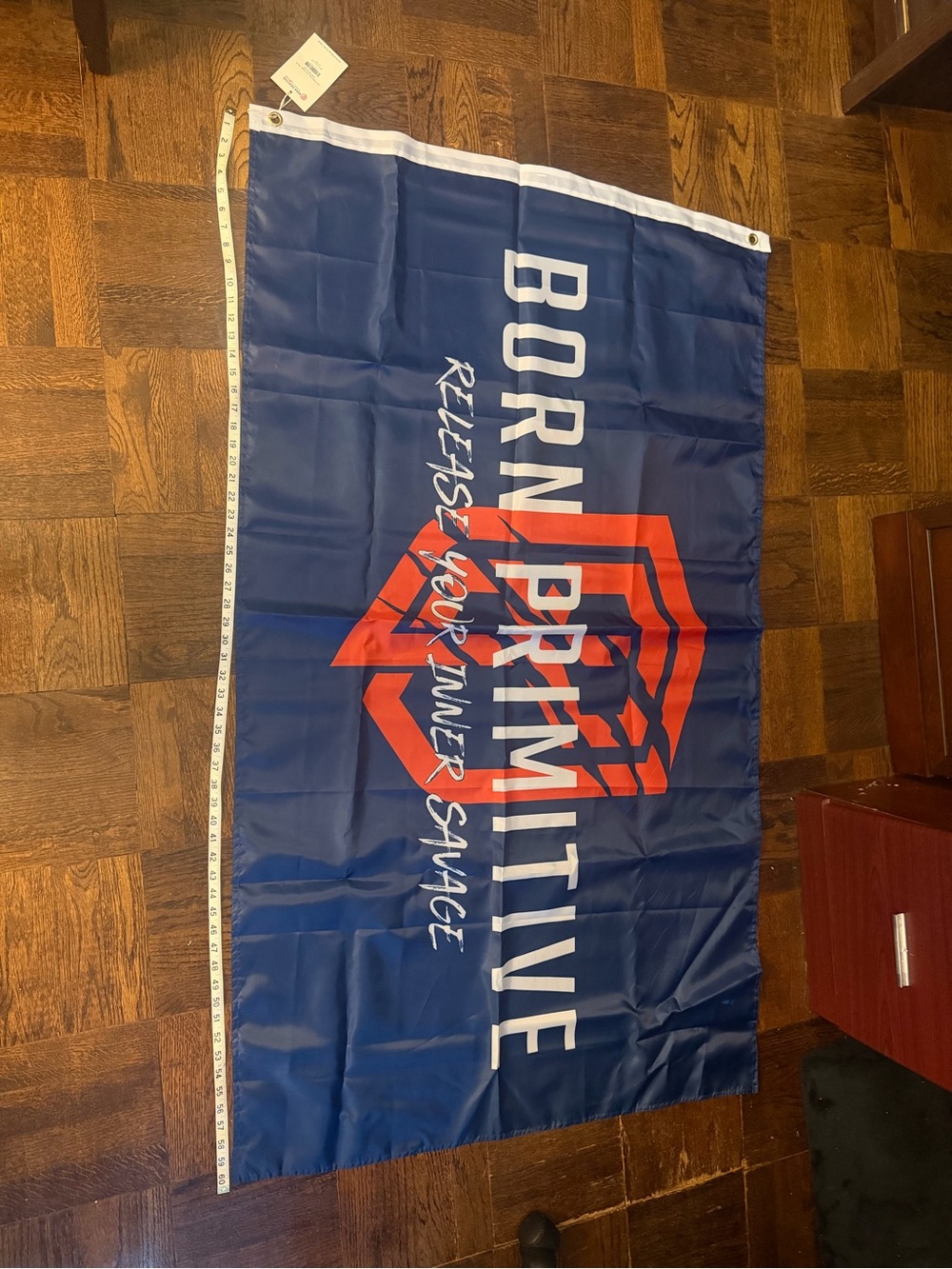 Born Primitive Navy Blue and Red Logo Tapestry